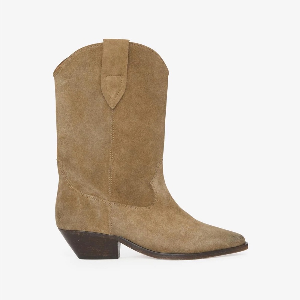 NIB Isabel Marant Duerto Suede Calfskin Cowboy Boots Western Taupe Tan 37 7 $890